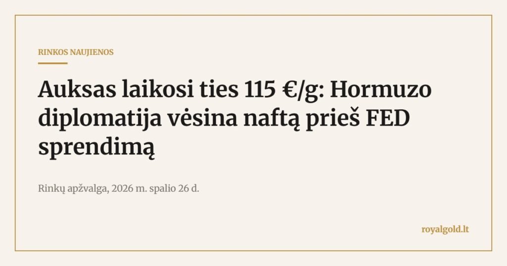 Rinkos naujienos: auksas laikosi ties 115 € už gramą prieš FED sprendimą
