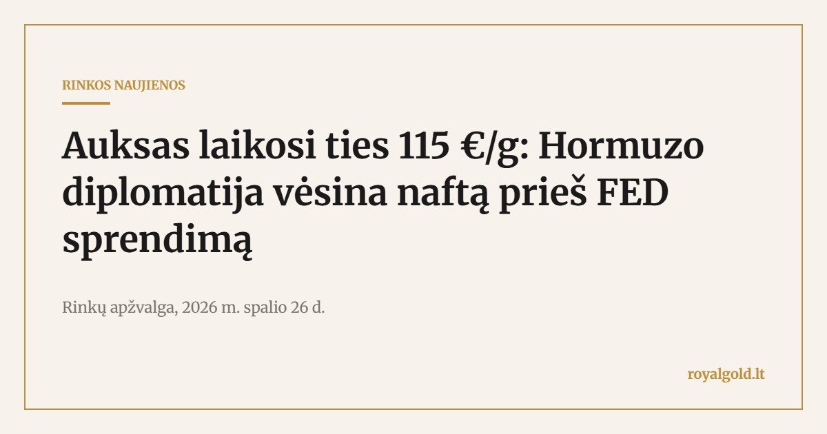 Rinkos naujienos: auksas laikosi ties 115 € už gramą prieš FED sprendimą